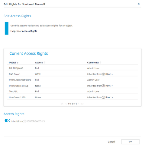 Different Access Rights Depending on User Groups