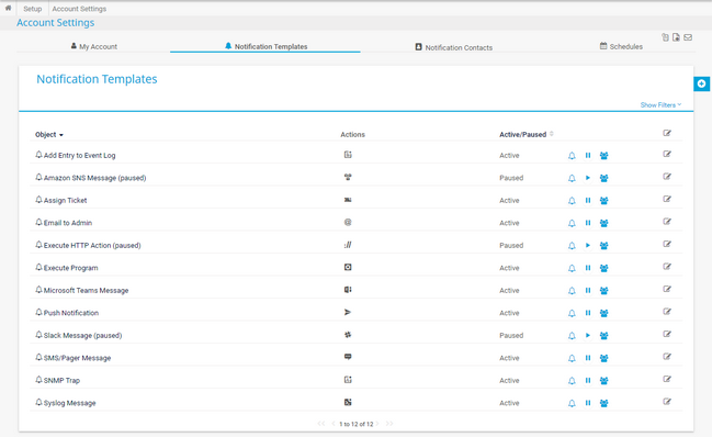 Notification Templates Settings Notification Templates Settings