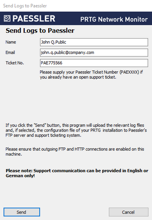 Send Logs to Paessler Send Logs to Paessler
