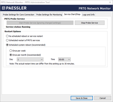 PRTG Administration Tool Start and Stop Service PRTG Administration Tool Start and Stop Service