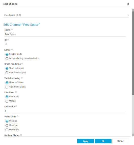 Channel Settings for a Disk Sensor