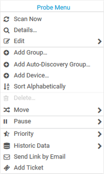 Probe Context Menu Probe Context Menu