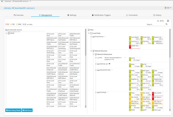 Bandwidth Library in Management Mode 