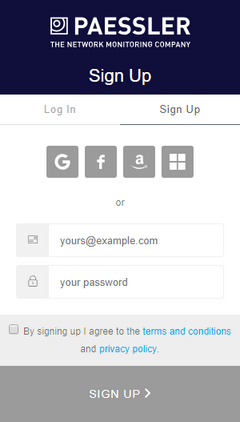 Sign Up to PRTG Hosted by Paessler