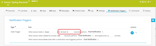 State Trigger for a Syslog Receiver